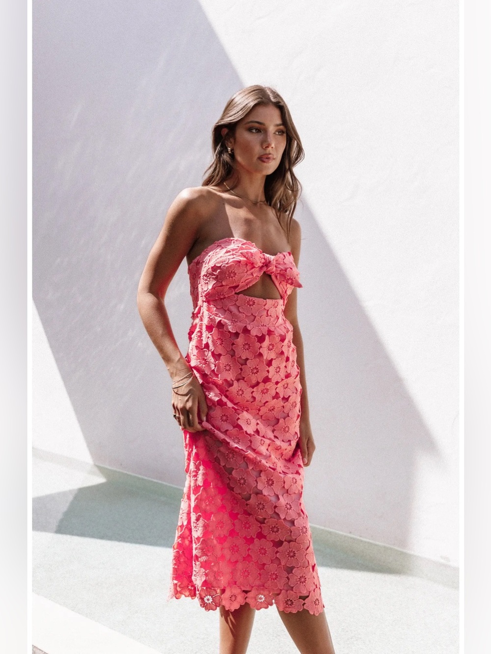 NWT Petal and Pup Tyler Lace Strapless Midi Dress Size 10 Wedding Chic